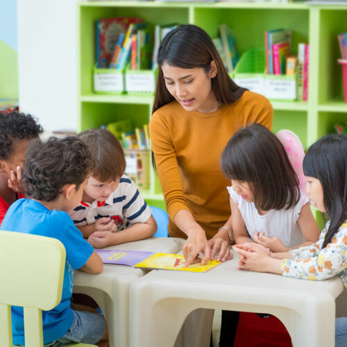 teacher reading to students