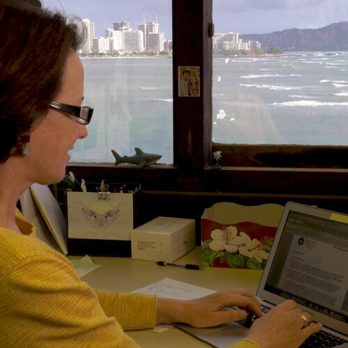 Woman working at her laptop